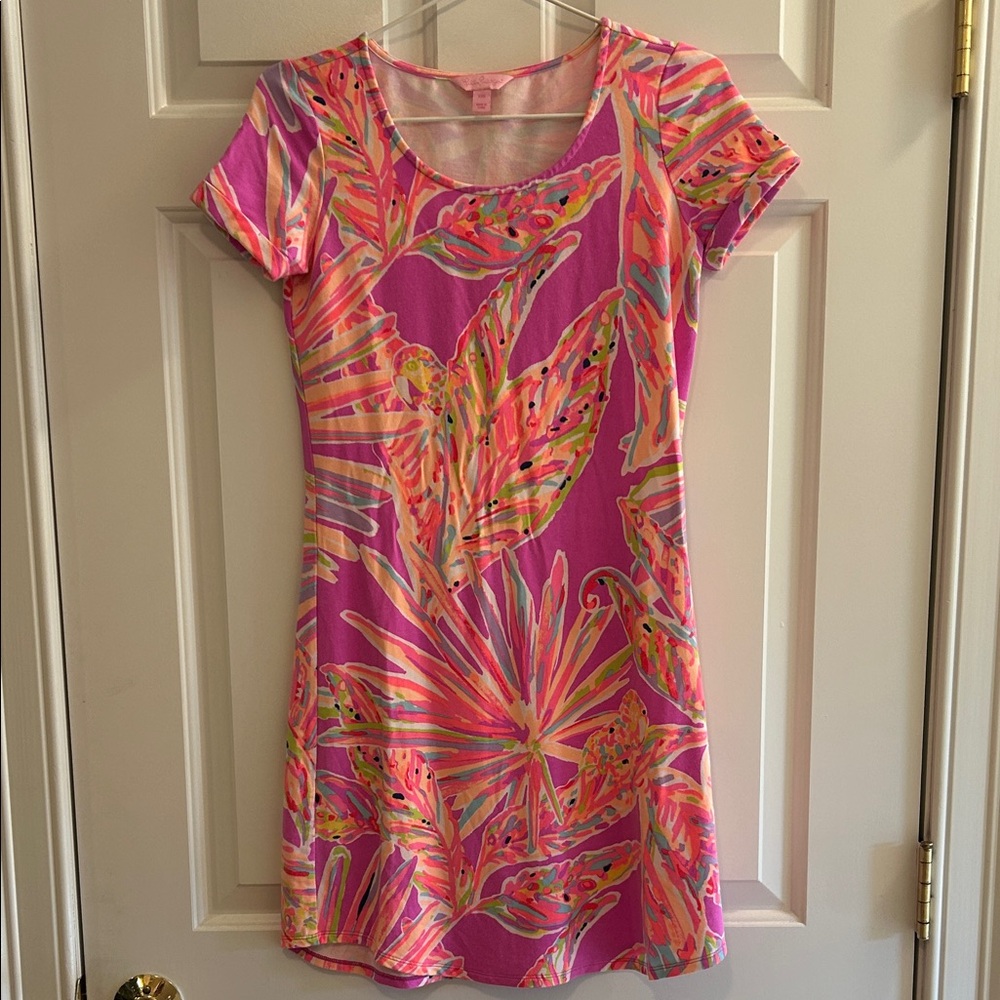Lilly Pulitzer Vibrant Pink and Orange Tropical Mini Dress